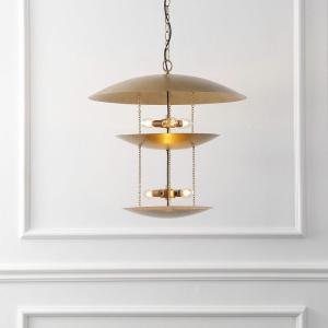 SAFAVIEH Lighting Collection Jules 5-Light Antique Gold Metal Adjustable Pendant Hanging Light Fixture (LED Bulb Included)(Antique Gold)