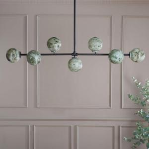 SAFAVIEH Lighting Collection Melesa Modern Sputnik 7-Light Globe Orb Linear Hanging Adjustable Chandelier Light Fixture (LED Bulbs Included)
