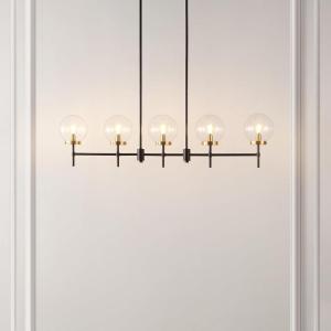 SAFAVIEH Lighting Collection Mylah Oil-Rubbed Bronze 5-Light Adjustable Pendant Chandelier Hanging Light Fixture, Ideal for Dining Room, Kitchen Island, Entryway (LED Bulbs Included)