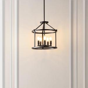 SAFAVIEH Lighting Collection Navassa Black 5-Light Adjustable Pendant Chandelier Hanging Light Fixture, Ideal for Dining Room, Kitchen Island, Entryway (LED Bulbs Included)