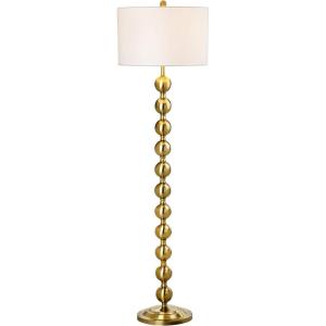 SAFAVIEH Lighting Collection Reflections Modern Farmhouse Stacked Ball Brass 59-inch Living Room Bedroom Home Office Standing Floor Lamp (LED Bulb Included)(Brass)