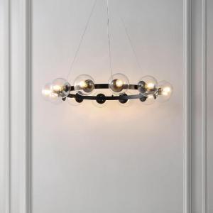 SAFAVIEH Lighting Collection Rylian Black 12-Light Round Hanging Adjustable Chandelier Light Fixture (LED Bulbs Included)(Black)