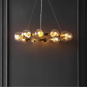 SAFAVIEH Lighting Collection Rylian Black 12-Light Round Hanging Adjustable Chandelier Light Fixture (LED Bulbs Included)(Brass)