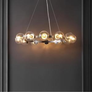 SAFAVIEH Lighting Collection Rylian Black 12-Light Round Hanging Adjustable Chandelier Light Fixture (LED Bulbs Included)(Nickle)
