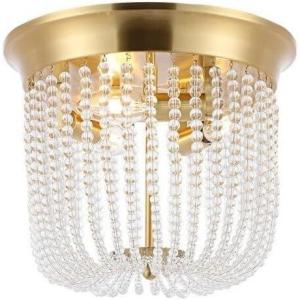SAFAVIEH Lighting Collection Sarella Glam Gold Beaded Flush Mount (LED Bulbs Included)