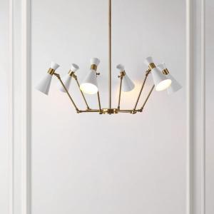 SAFAVIEH Lighting Collection Shiraz Brass/White 6-Light Hanging Adjustable Chandelier Light Fixture (LED Bulbs Included)