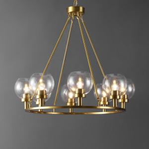 SAFAVIEH Lighting Collection Sveda Mid-Century Modern Brass 8-Light Wagon Wheel Chandelier Round Light Fixture, Ideal for Dining Room, Kitchen Island, Foyer, Entryway (LED Bulb Included)