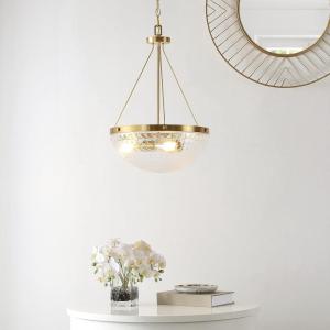SAFAVIEH Lighting Collection Thorin Art Deco Brass Gold 3-Light 17-inch Pendant Chandelier