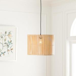 SAFAVIEH Lighting Collection Valley White Washed Adjustable Pendant Hanging Light Fixture, Ideal for Dining Room, Kitchen Island, Entryway (LED Bulb Included)(Natural)