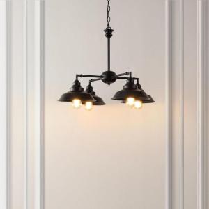 SAFAVIEH Lighting Collection Westlyn Industrial Bronze/Black 4-Light Hanging Adjustable Chandelier Light Fixture (LED Bulbs Included)
