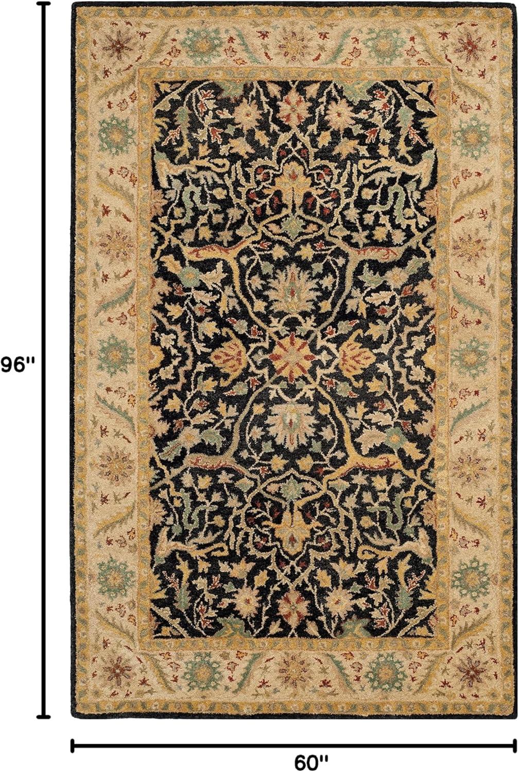 image:imageSAFAVIEH Antiquity Collection Area Rug 5 x 8 Ivory Handmade Traditional Oriental Wool Ideal for High Traffic Areas in Living Room Bedroom AT14ABlack