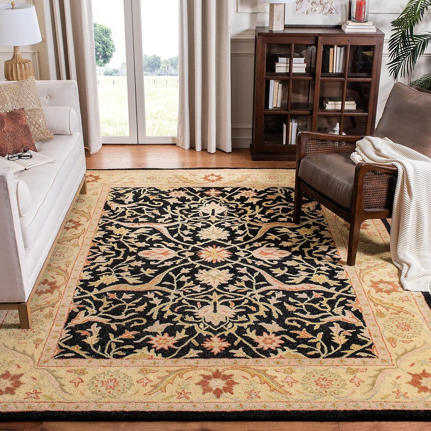 image:imageSAFAVIEH Antiquity Collection Area Rug 5 x 8 Ivory Handmade Traditional Oriental Wool Ideal for High Traffic Areas in Living Room Bedroom AT14ABlack