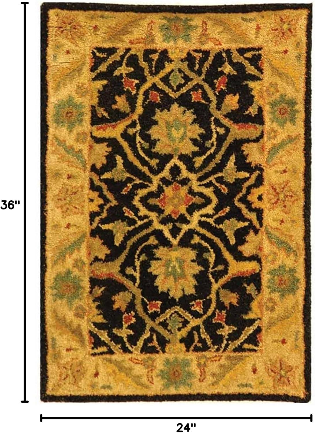 image:imageSAFAVIEH Antiquity Collection Area Rug 5 x 8 Ivory Handmade Traditional Oriental Wool Ideal for High Traffic Areas in Living Room Bedroom AT14ABlack
