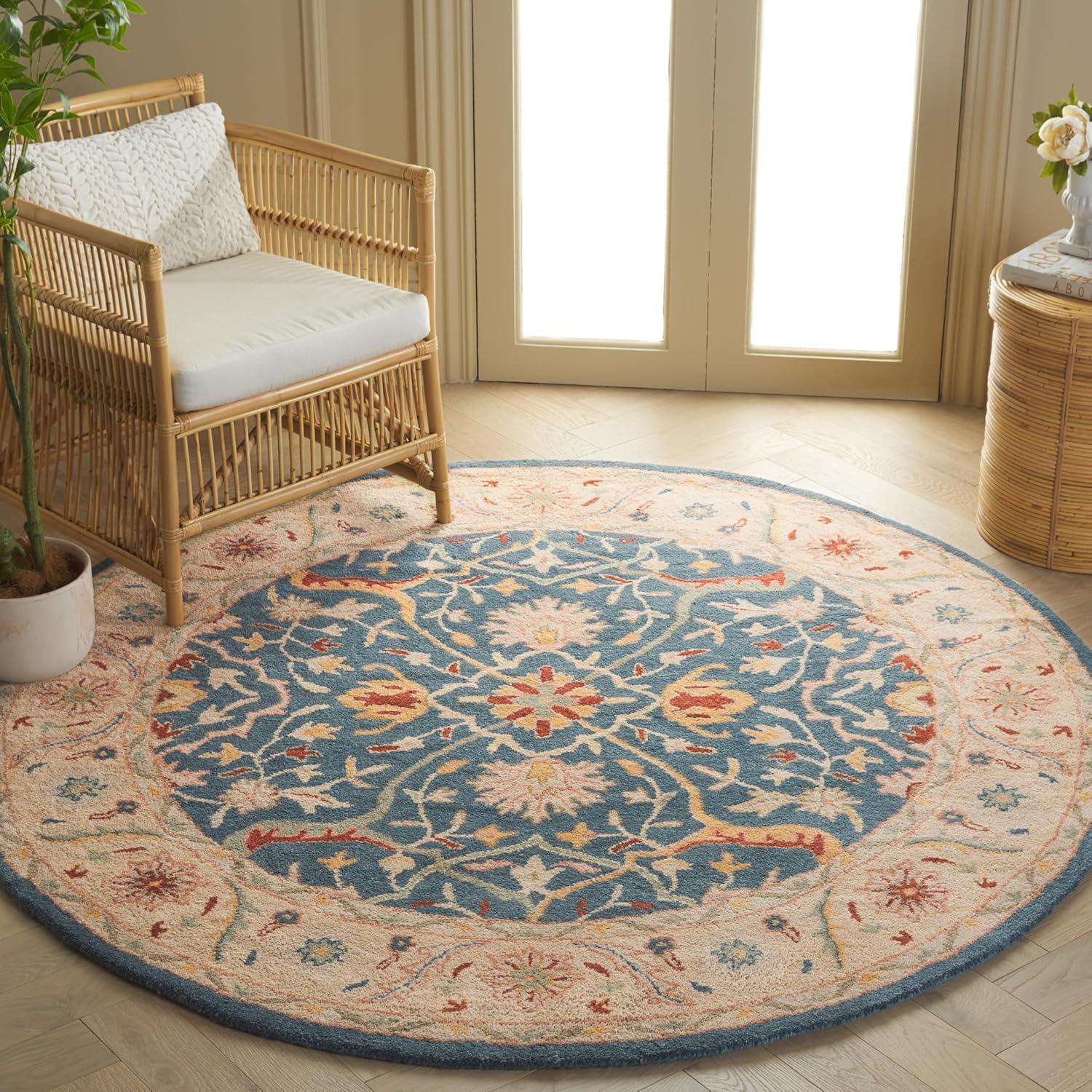 image:imageSAFAVIEH Antiquity Collection Area Rug 5 x 8 Ivory Handmade Traditional Oriental Wool Ideal for High Traffic Areas in Living Room Bedroom AT14ABlue