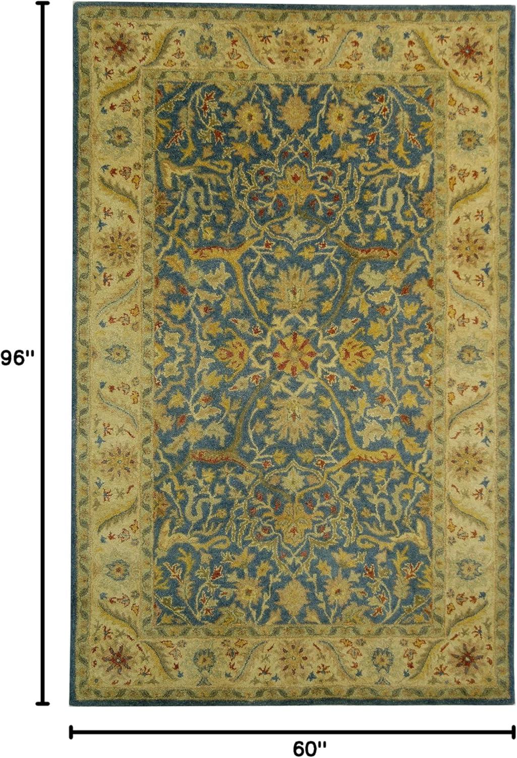 image:imageSAFAVIEH Antiquity Collection Area Rug 5 x 8 Ivory Handmade Traditional Oriental Wool Ideal for High Traffic Areas in Living Room Bedroom AT14ABlue