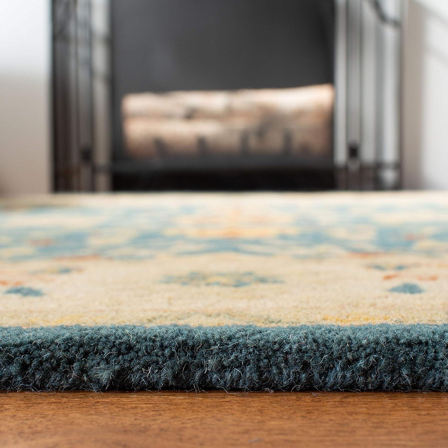 image:imageSAFAVIEH Antiquity Collection Area Rug 5 x 8 Ivory Handmade Traditional Oriental Wool Ideal for High Traffic Areas in Living Room Bedroom AT14ABlue