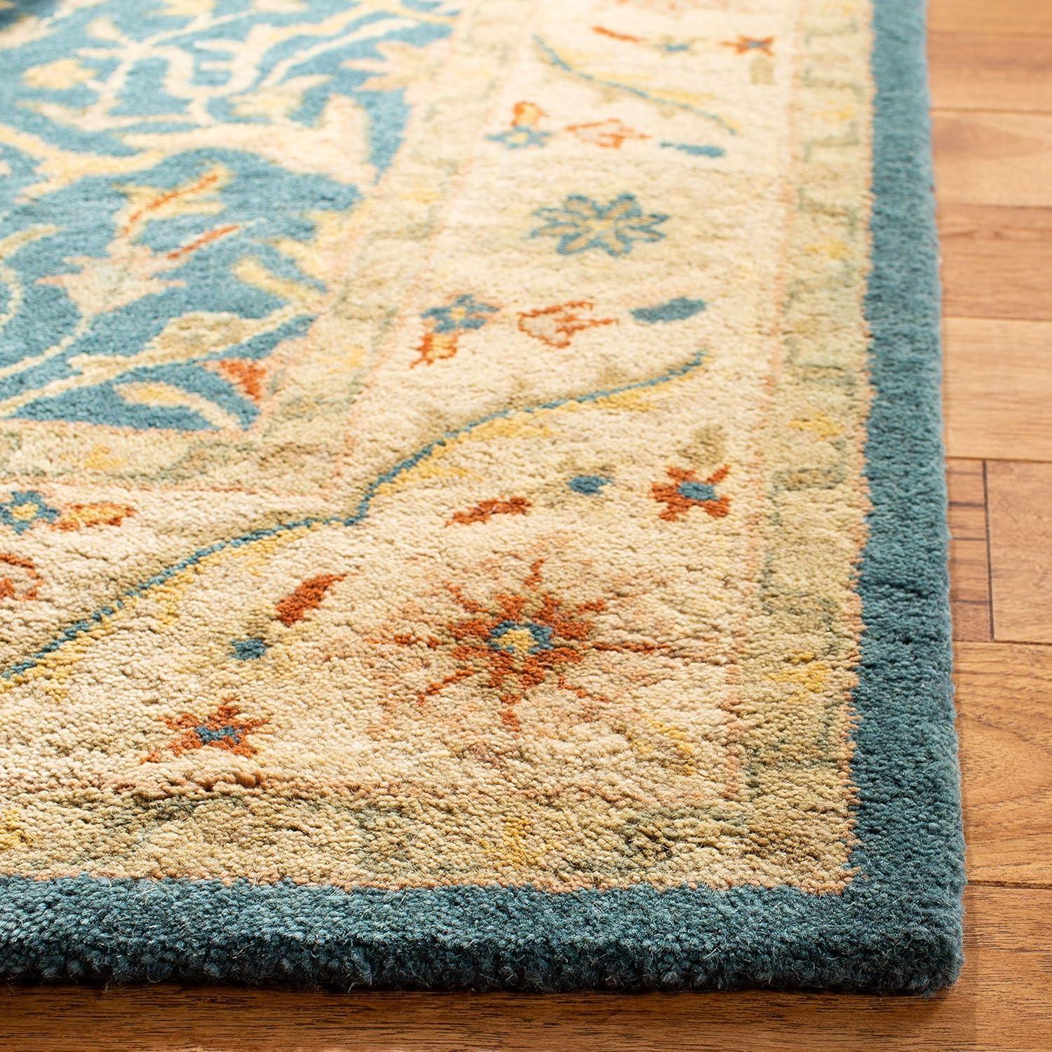 image:imageSAFAVIEH Antiquity Collection Area Rug 5 x 8 Ivory Handmade Traditional Oriental Wool Ideal for High Traffic Areas in Living Room Bedroom AT14ABlue