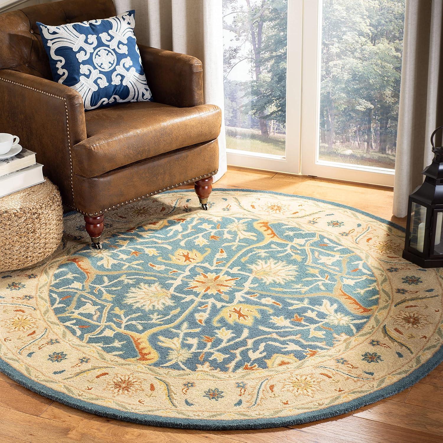 image:imageSAFAVIEH Antiquity Collection Area Rug 5 x 8 Ivory Handmade Traditional Oriental Wool Ideal for High Traffic Areas in Living Room Bedroom AT14ABlue