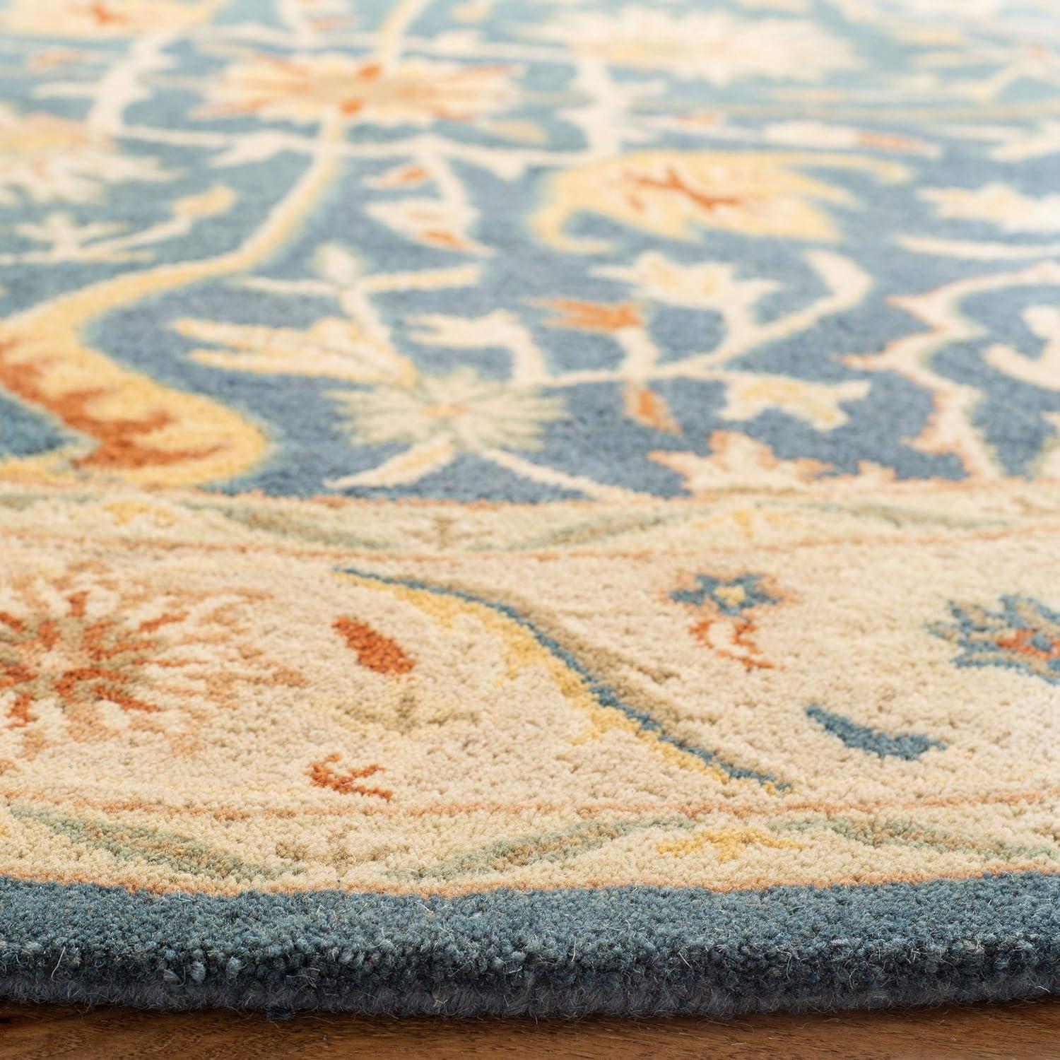 image:imageSAFAVIEH Antiquity Collection Area Rug 5 x 8 Ivory Handmade Traditional Oriental Wool Ideal for High Traffic Areas in Living Room Bedroom AT14ABlue