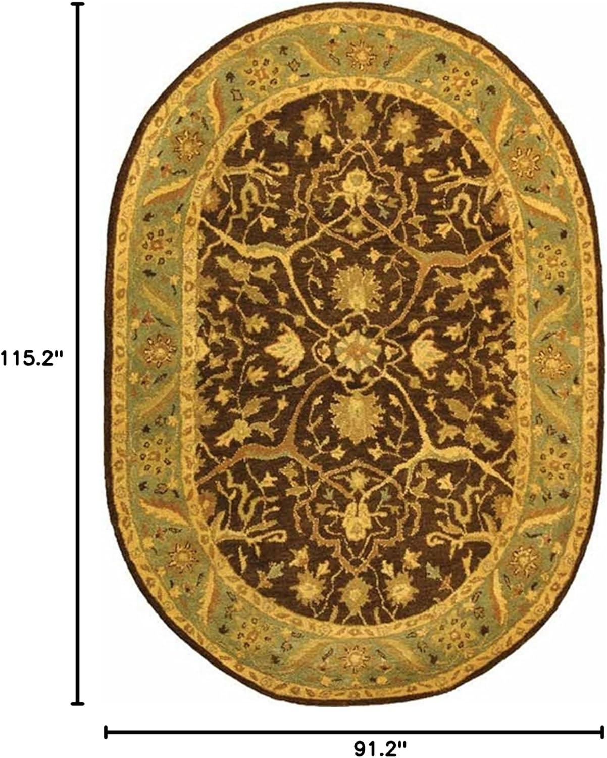 image:imageSAFAVIEH Antiquity Collection Area Rug 5 x 8 Ivory Handmade Traditional Oriental Wool Ideal for High Traffic Areas in Living Room Bedroom AT14ABrownGreen