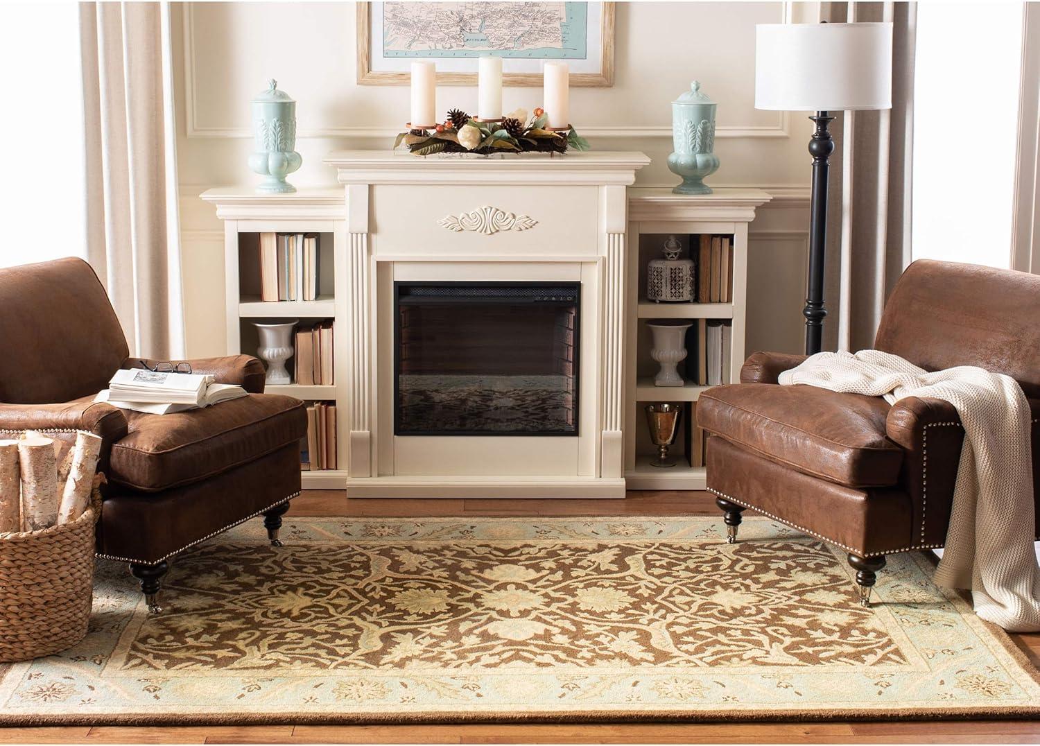 image:imageSAFAVIEH Antiquity Collection Area Rug 5 x 8 Ivory Handmade Traditional Oriental Wool Ideal for High Traffic Areas in Living Room Bedroom AT14ABrownGreen