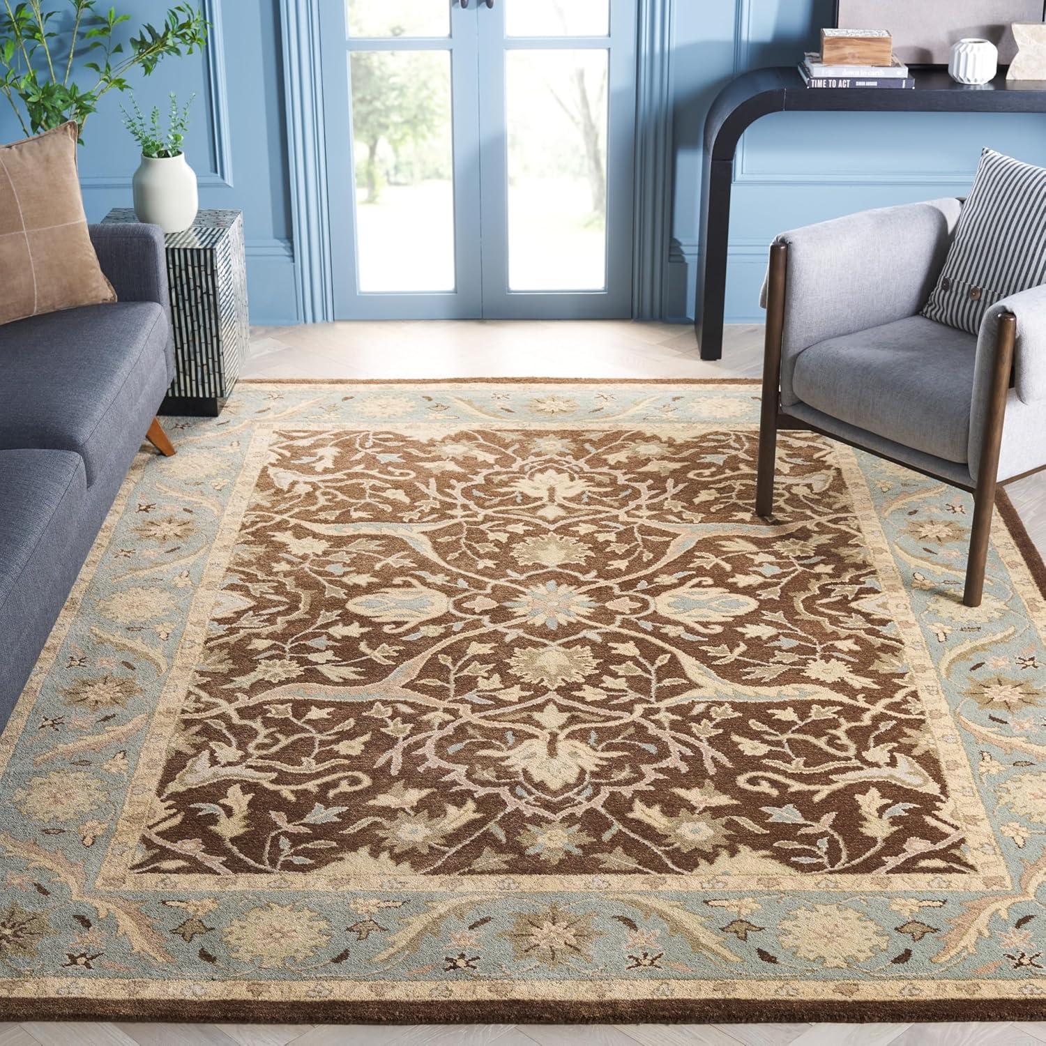 image:imageSAFAVIEH Antiquity Collection Area Rug 5 x 8 Ivory Handmade Traditional Oriental Wool Ideal for High Traffic Areas in Living Room Bedroom AT14ABrownGreen