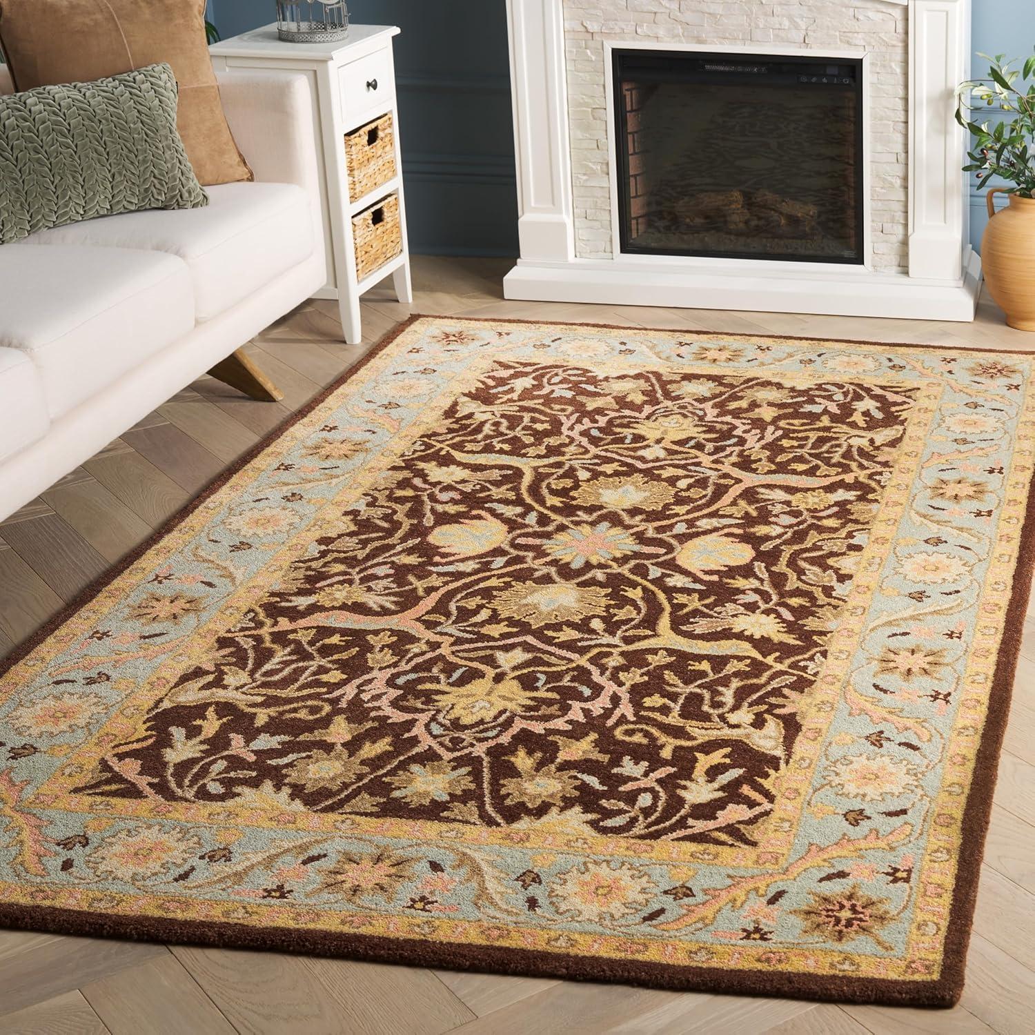 image:imageSAFAVIEH Antiquity Collection Area Rug 5 x 8 Ivory Handmade Traditional Oriental Wool Ideal for High Traffic Areas in Living Room Bedroom AT14ABrownGreen