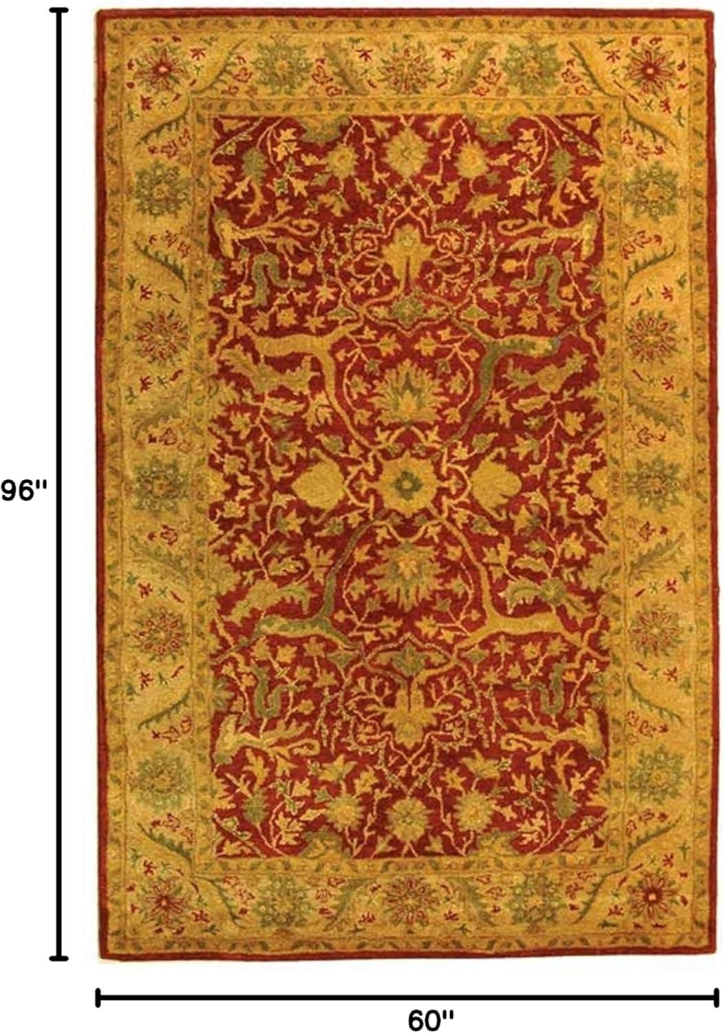 image:imageSAFAVIEH Antiquity Collection Area Rug 5 x 8 Ivory Handmade Traditional Oriental Wool Ideal for High Traffic Areas in Living Room Bedroom AT14ARust