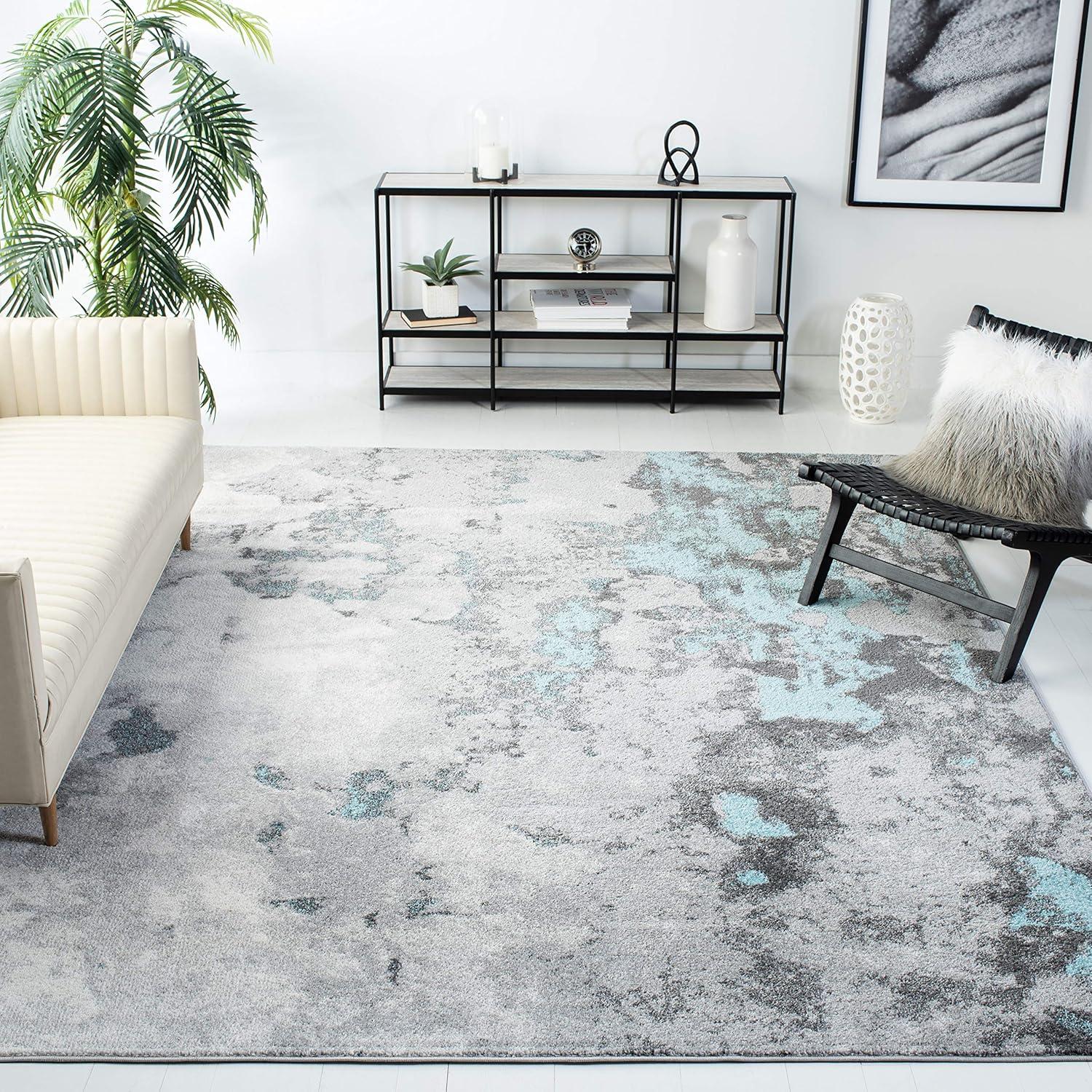 image:imageSAFAVIEH Area Rug 8x10 Adirondack Collection Large Grey amp Yellow Modern Abstract Design NonShedding amp Easy Cleaning Ideal for Living Room Bedroom Office Dining Space ADR134HTurquoiseGrey