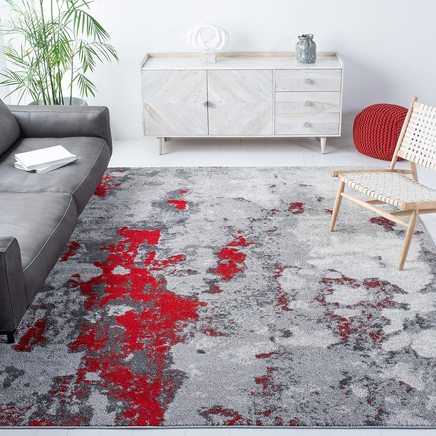 image:imageSAFAVIEH Area Rug 8x10 Adirondack Collection Large Grey amp Yellow Modern Abstract Design NonShedding amp Easy Cleaning Ideal for Living Room Bedroom Office Dining Space ADR134HRedGrey