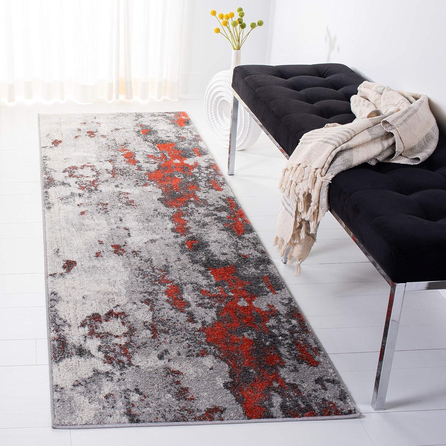 image:imageSAFAVIEH Area Rug 8x10 Adirondack Collection Large Grey amp Yellow Modern Abstract Design NonShedding amp Easy Cleaning Ideal for Living Room Bedroom Office Dining Space ADR134HOrangeGrey