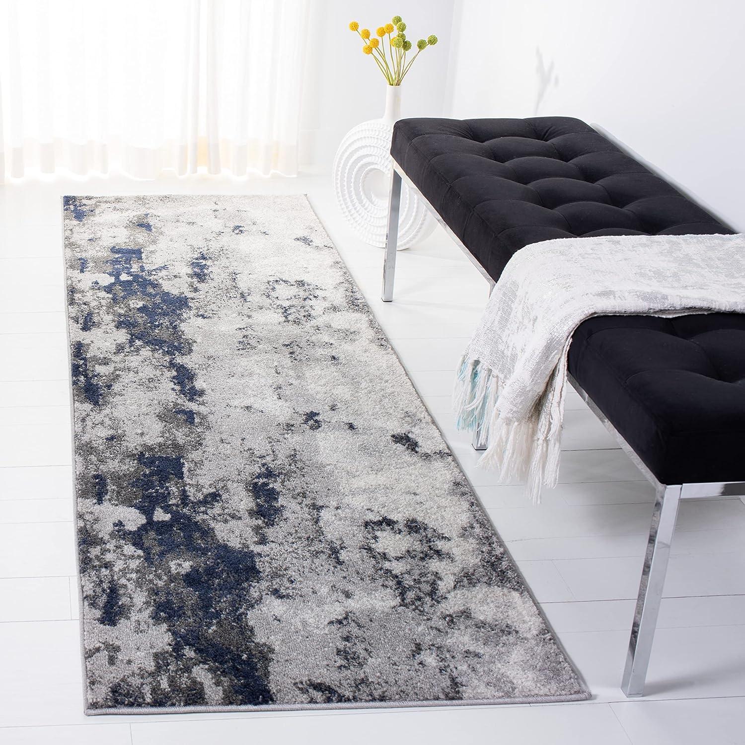 image:imageSAFAVIEH Area Rug 8x10 Adirondack Collection Large Grey amp Yellow Modern Abstract Design NonShedding amp Easy Cleaning Ideal for Living Room Bedroom Office Dining Space ADR134HNavyGrey