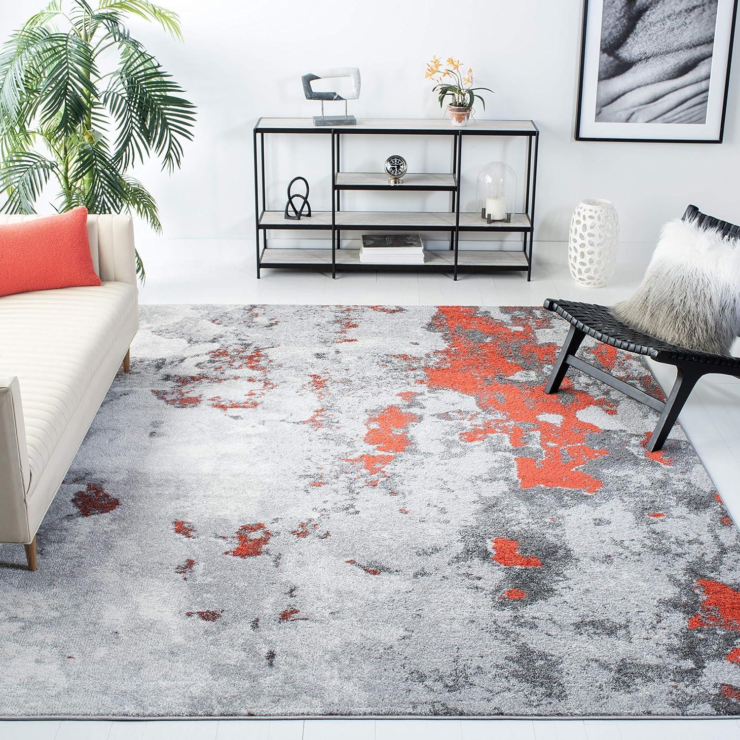 image:imageSAFAVIEH Area Rug 8x10 Adirondack Collection Large Grey amp Yellow Modern Abstract Design NonShedding amp Easy Cleaning Ideal for Living Room Bedroom Office Dining Space ADR134HOrangeGrey