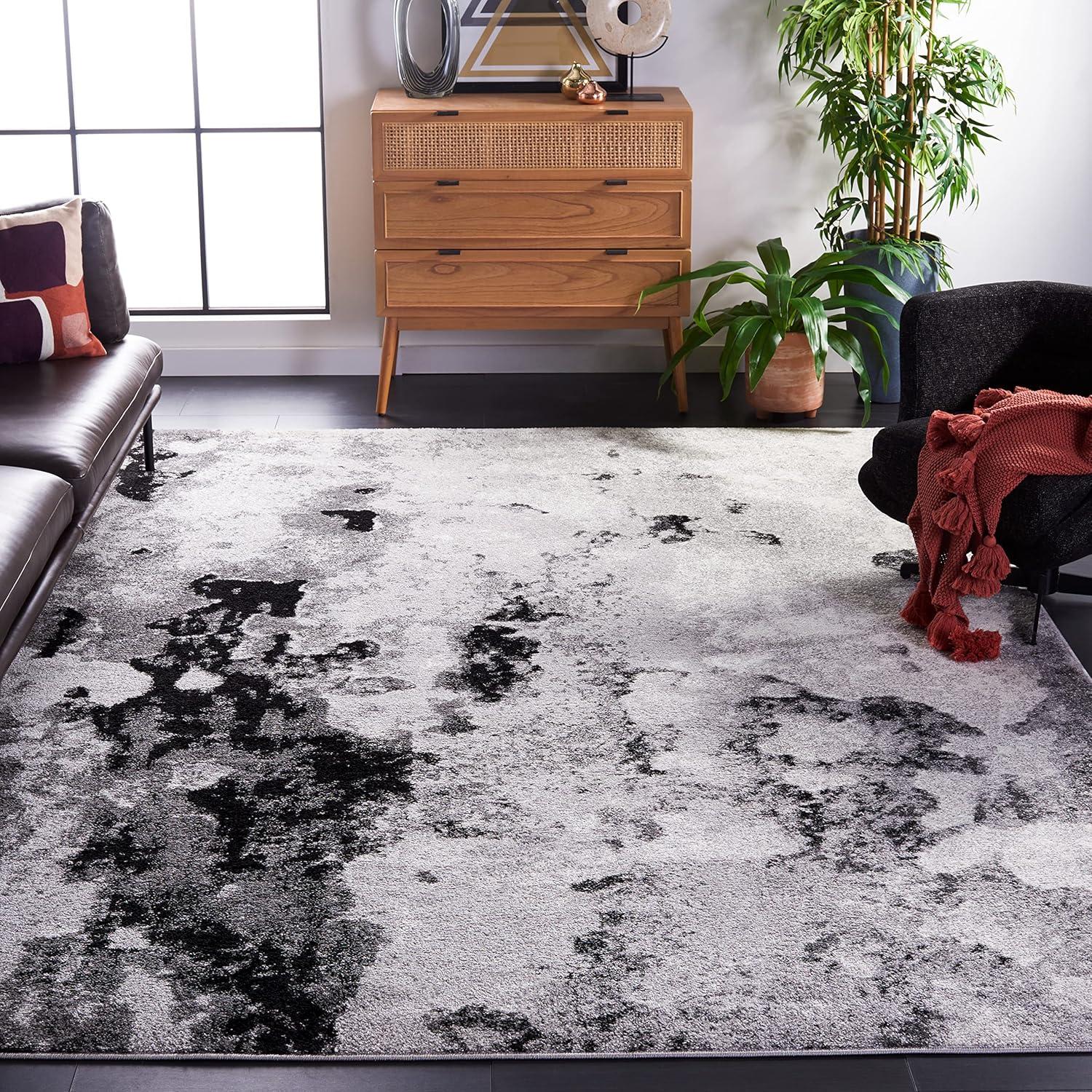 image:imageSAFAVIEH Area Rug 8x10 Adirondack Collection Large Grey amp Yellow Modern Abstract Design NonShedding amp Easy Cleaning Ideal for Living Room Bedroom Office Dining Space ADR134HGreyBlack
