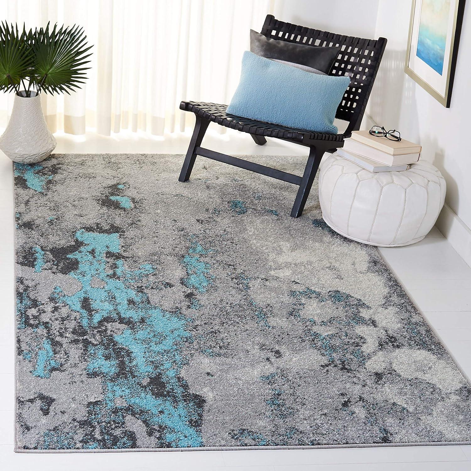 image:imageSAFAVIEH Area Rug 8x10 Adirondack Collection Large Grey amp Yellow Modern Abstract Design NonShedding amp Easy Cleaning Ideal for Living Room Bedroom Office Dining Space ADR134HTurquoiseGrey