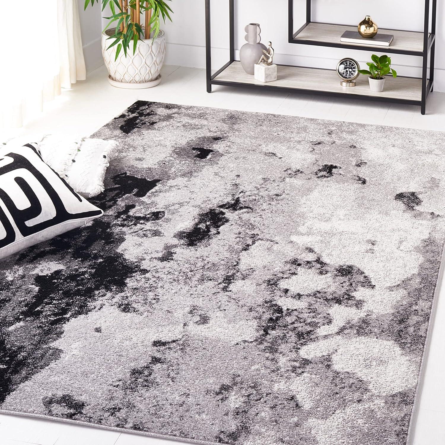 image:imageSAFAVIEH Area Rug 8x10 Adirondack Collection Large Grey amp Yellow Modern Abstract Design NonShedding amp Easy Cleaning Ideal for Living Room Bedroom Office Dining Space ADR134HGreyBlack