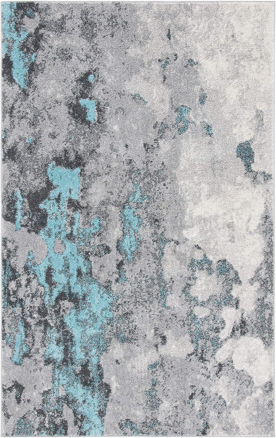 image:imageSAFAVIEH Area Rug 8x10 Adirondack Collection Large Grey amp Yellow Modern Abstract Design NonShedding amp Easy Cleaning Ideal for Living Room Bedroom Office Dining Space ADR134HTurquoiseGrey