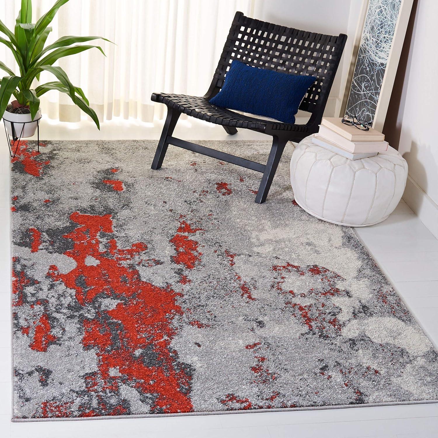image:imageSAFAVIEH Area Rug 8x10 Adirondack Collection Large Grey amp Yellow Modern Abstract Design NonShedding amp Easy Cleaning Ideal for Living Room Bedroom Office Dining Space ADR134HOrangeGrey