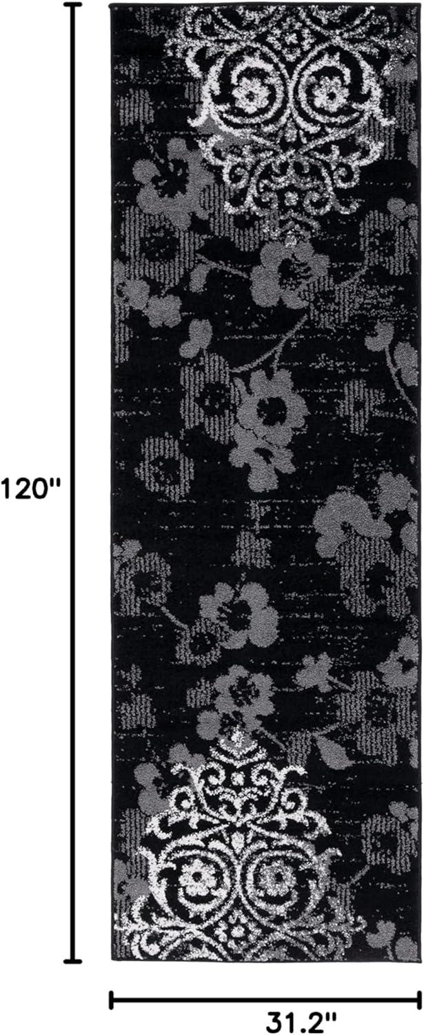 image:imageSAFAVIEH Area Rug 8x10 Adirondack Collection Large Navy amp Silver Floral Glam Damask Design NonShedding amp Easy Cleaning Ideal for Living Room Bedroom Office Dining Space ADR114NBlackSilver