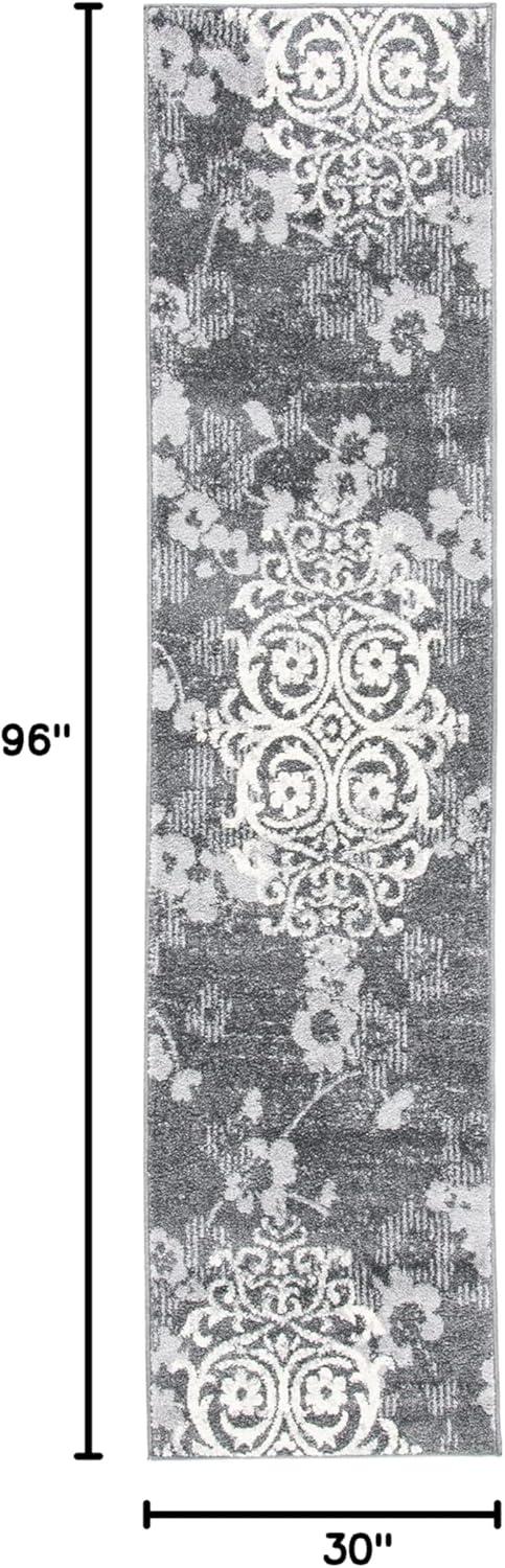 image:imageSAFAVIEH Area Rug 8x10 Adirondack Collection Large Navy amp Silver Floral Glam Damask Design NonShedding amp Easy Cleaning Ideal for Living Room Bedroom Office Dining Space ADR114NCharcoalIvory