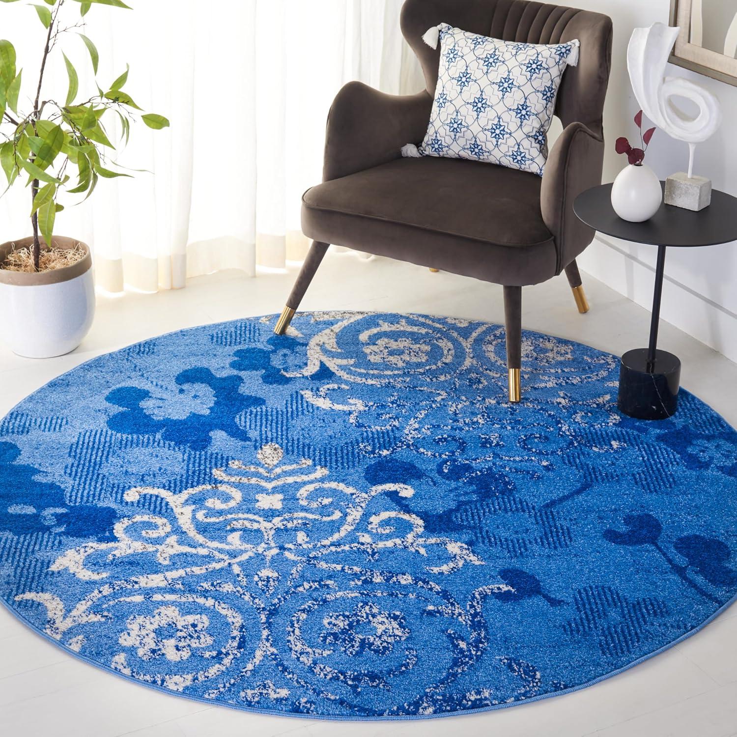image:imageSAFAVIEH Area Rug 8x10 Adirondack Collection Large Navy amp Silver Floral Glam Damask Design NonShedding amp Easy Cleaning Ideal for Living Room Bedroom Office Dining Space ADR114NLight BlueDark Blue