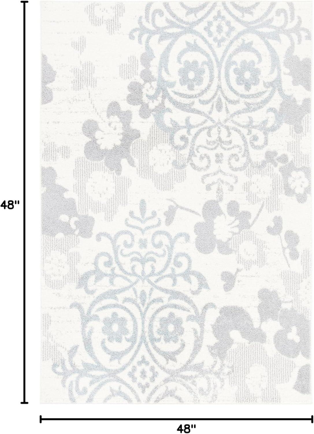 image:imageSAFAVIEH Area Rug 8x10 Adirondack Collection Large Navy amp Silver Floral Glam Damask Design NonShedding amp Easy Cleaning Ideal for Living Room Bedroom Office Dining Space ADR114NIvoryGrey