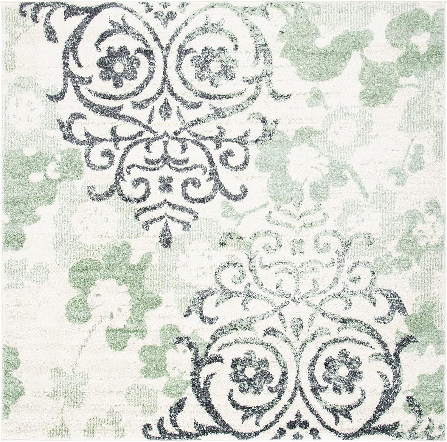 image:imageSAFAVIEH Area Rug 8x10 Adirondack Collection Large Navy amp Silver Floral Glam Damask Design NonShedding amp Easy Cleaning Ideal for Living Room Bedroom Office Dining Space ADR114NIvoryGreen