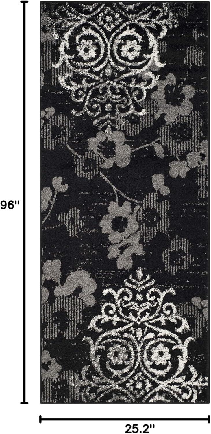 image:imageSAFAVIEH Area Rug 8x10 Adirondack Collection Large Navy amp Silver Floral Glam Damask Design NonShedding amp Easy Cleaning Ideal for Living Room Bedroom Office Dining Space ADR114NBlackSilver