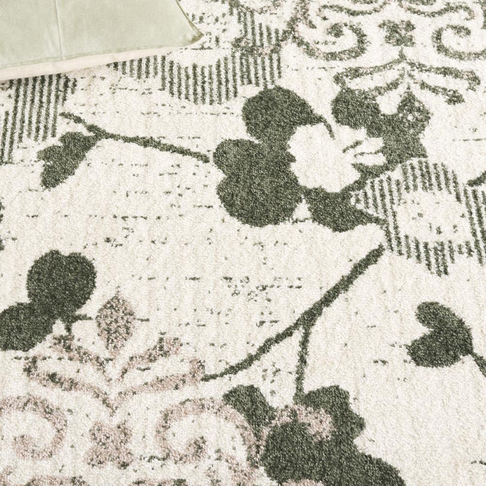 image:imageSAFAVIEH Area Rug 8x10 Adirondack Collection Large Navy amp Silver Floral Glam Damask Design NonShedding amp Easy Cleaning Ideal for Living Room Bedroom Office Dining Space ADR114NIvoryDark Green