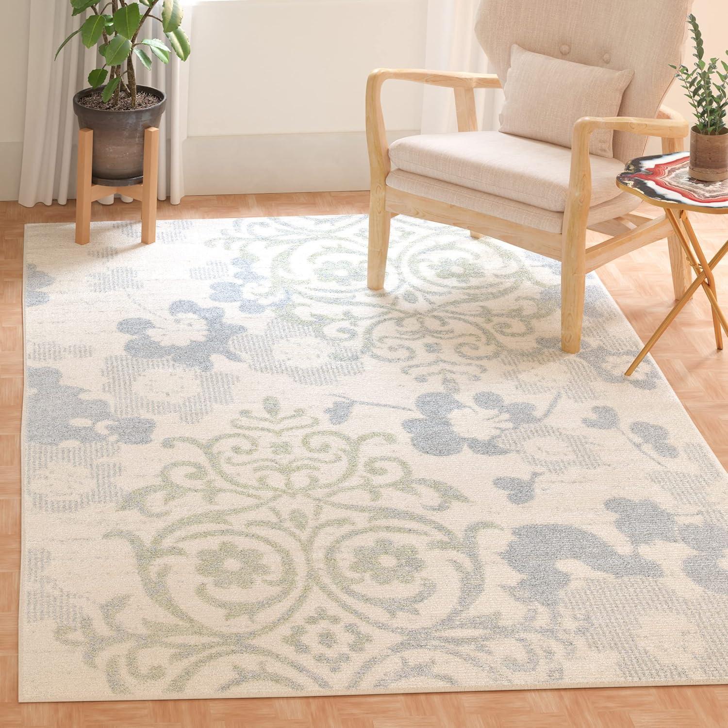 image:imageSAFAVIEH Area Rug 8x10 Adirondack Collection Large Navy amp Silver Floral Glam Damask Design NonShedding amp Easy Cleaning Ideal for Living Room Bedroom Office Dining Space ADR114NIvoryBlue