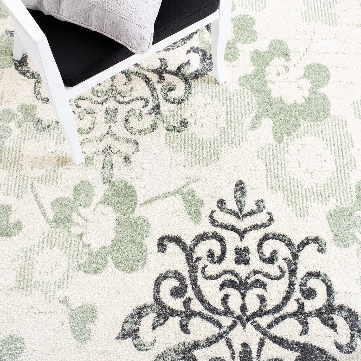 image:imageSAFAVIEH Area Rug 8x10 Adirondack Collection Large Navy amp Silver Floral Glam Damask Design NonShedding amp Easy Cleaning Ideal for Living Room Bedroom Office Dining Space ADR114NIvoryGreen