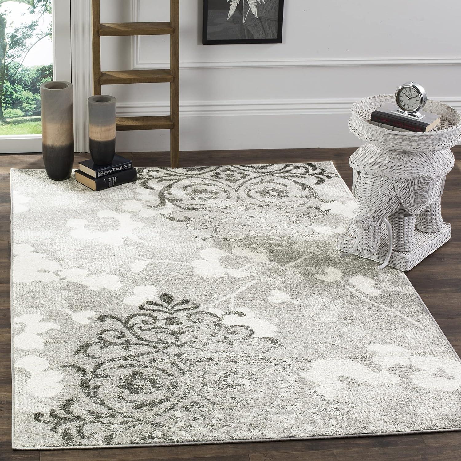 image:imageSAFAVIEH Area Rug 8x10 Adirondack Collection Large Navy amp Silver Floral Glam Damask Design NonShedding amp Easy Cleaning Ideal for Living Room Bedroom Office Dining Space ADR114NSilverIvory