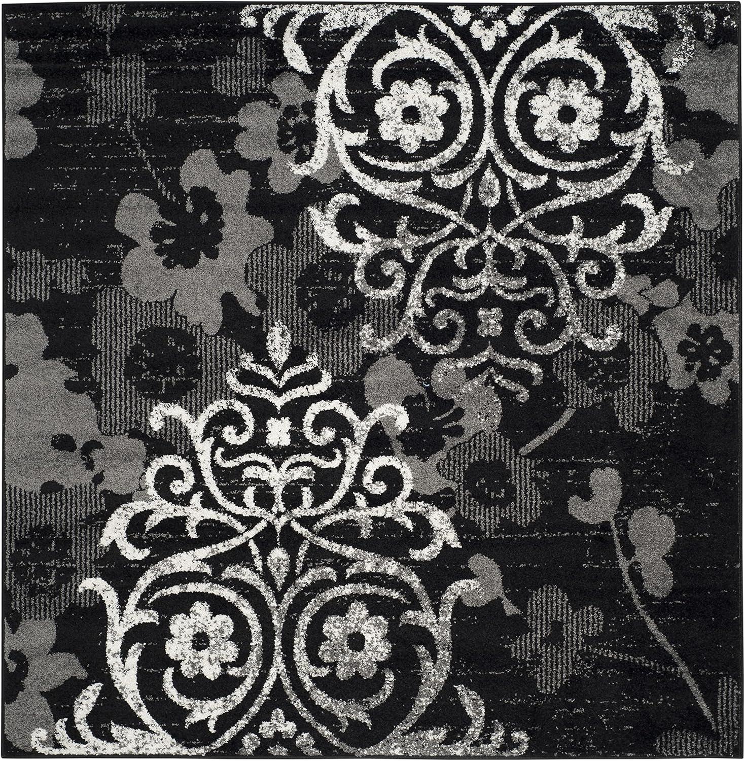 image:imageSAFAVIEH Area Rug 8x10 Adirondack Collection Large Navy amp Silver Floral Glam Damask Design NonShedding amp Easy Cleaning Ideal for Living Room Bedroom Office Dining Space ADR114NBlackSilver