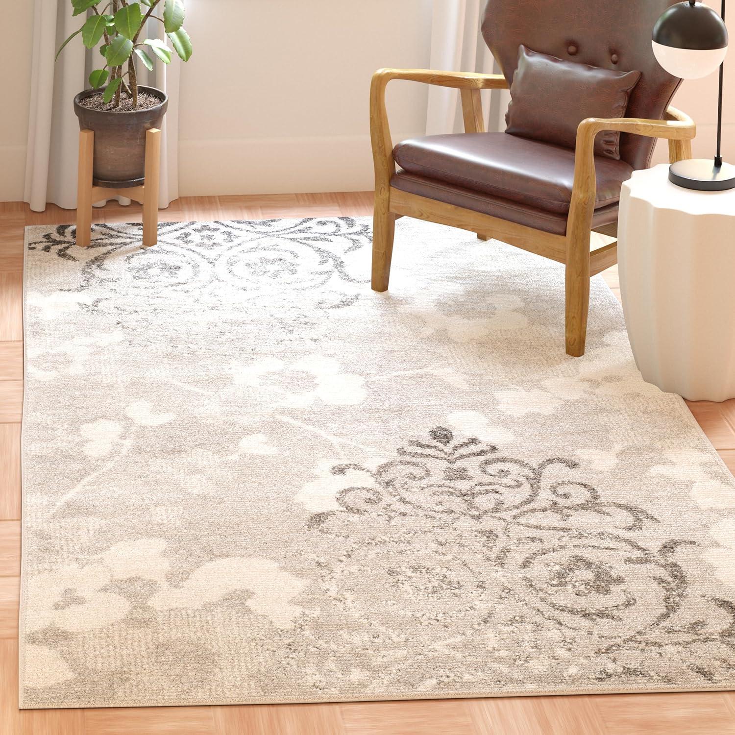 image:imageSAFAVIEH Area Rug 8x10 Adirondack Collection Large Navy amp Silver Floral Glam Damask Design NonShedding amp Easy Cleaning Ideal for Living Room Bedroom Office Dining Space ADR114NSilverIvory